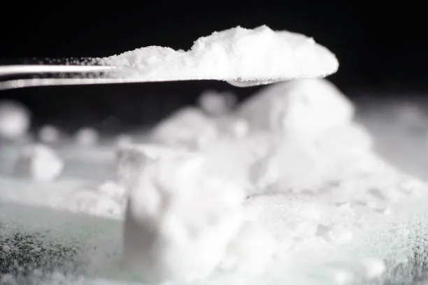 Chemical powder from the chemistry kit with macro lens photographed in studio